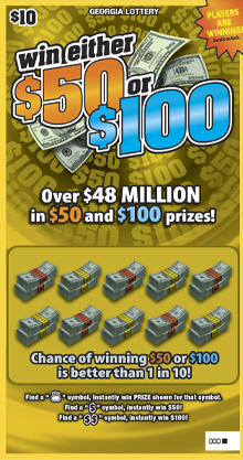 Win Either $50 or $100 scratcher from Georgia Lottery
