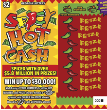 Spicy Hot Cash scratch-off ticket from Georgia Lottery