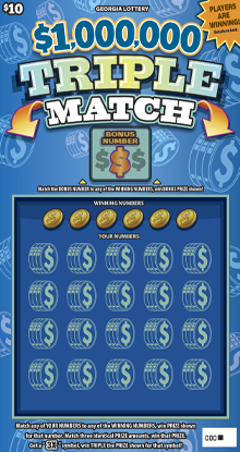 $1,000,000 Triple Match scratch-off ticket from Georgia Lottery