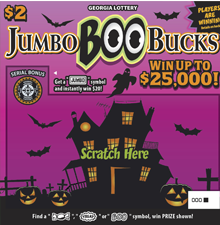 Jumbo Boo Bucks scratcher from Georgia Lottery