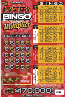 Mystery Bingo Multiplier scratcher from Georgia Lottery