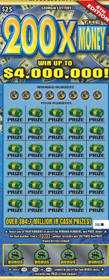 200X the Money scratch-off ticket from Georgia Lottery