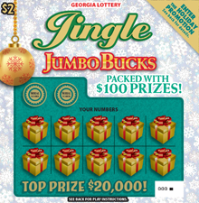 Jingle Jumbo Bucks scratcher from Georgia Lottery