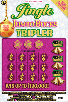 Jingle Jumbo Bucks Tripler scratcher from Georgia Lottery