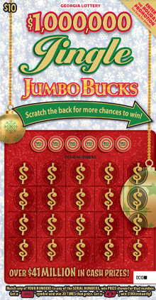 $1,000,000 Jingle Jumbo Bucks scratcher from Georgia Lottery