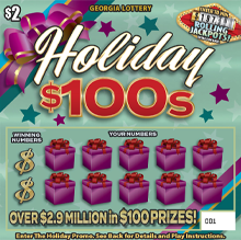 Holiday $100s Georgia scratch-off ticket