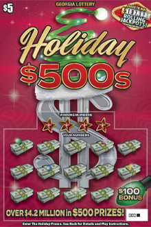 Holiday $500s Georgia scratch-off ticket