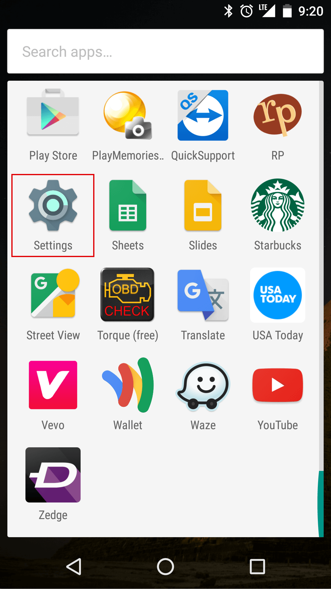 android installation go to settings