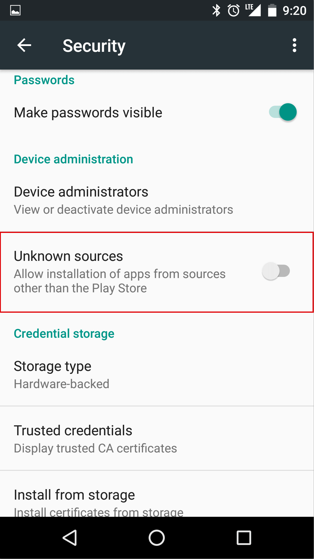 android installation select unknown source