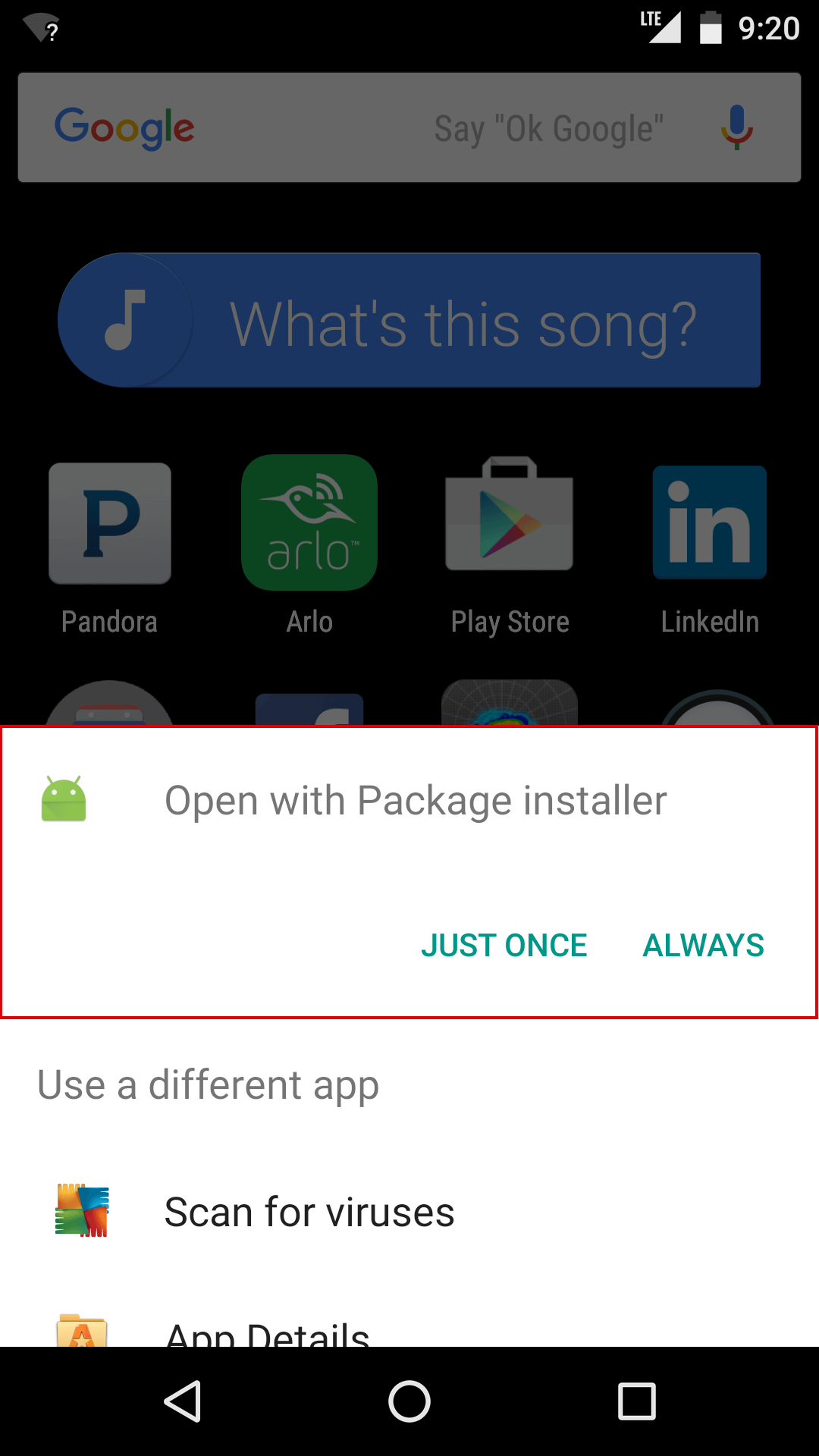 android installation open with package installer