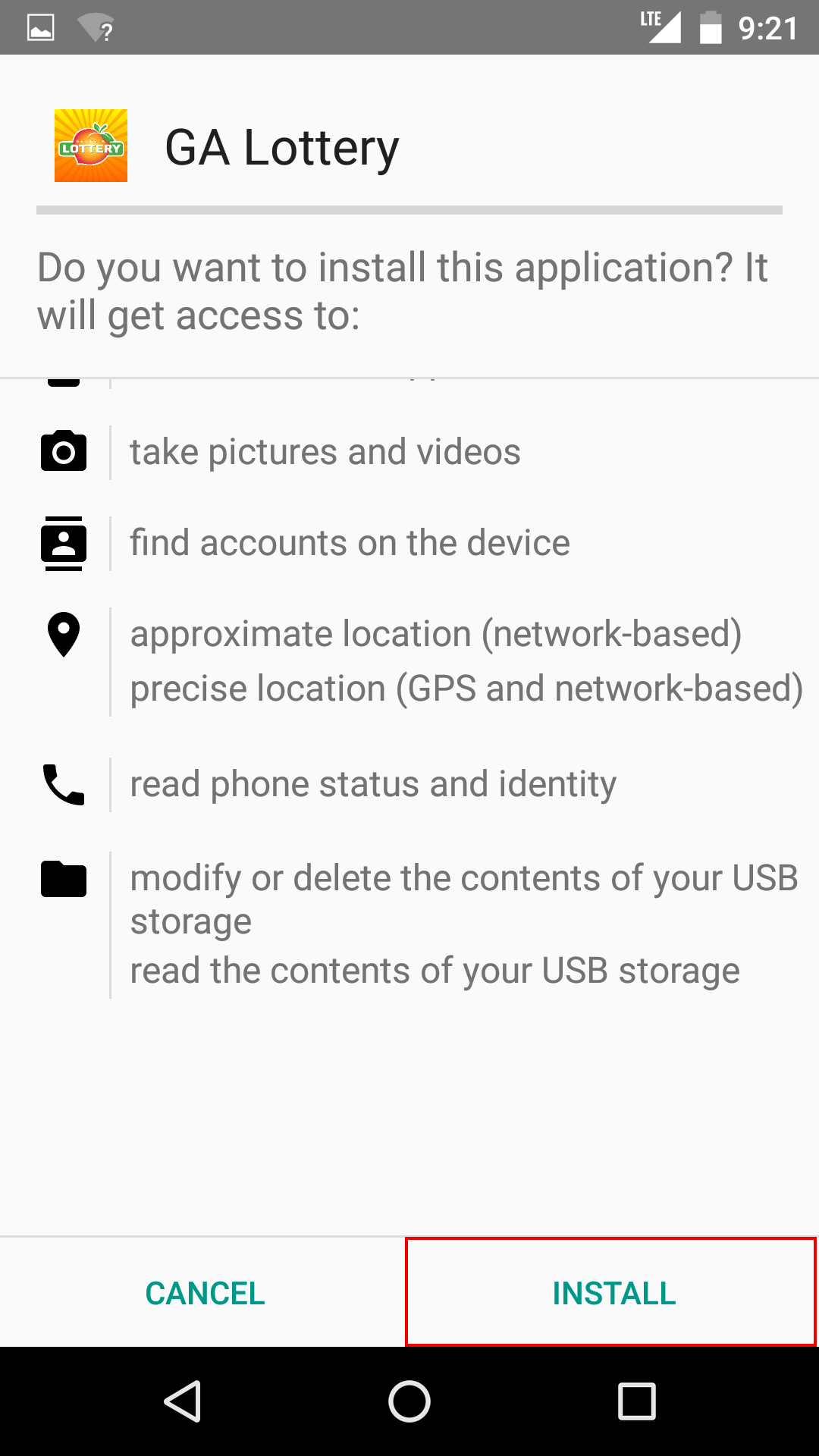 android installation install Georgia Lottery app