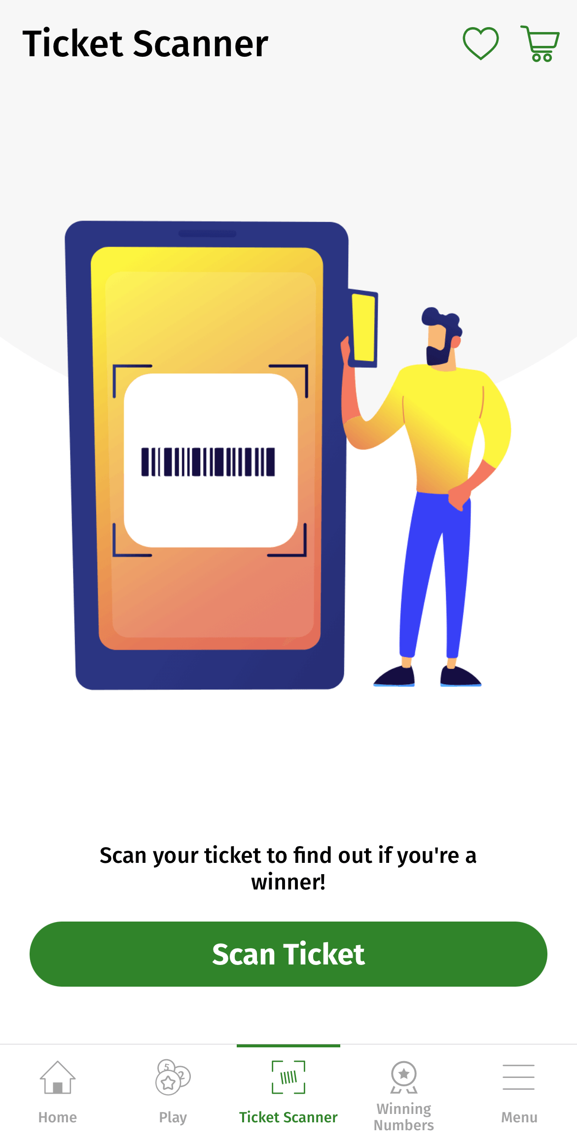 screenshot of Georgia Lottery mobile app barcode scanner