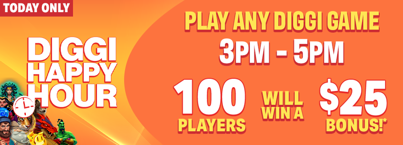 Image displaying Georgia Lottery Diggi Game Characters for a Diggi Happy Hour promotion where players will have a chance to win a bonus.
